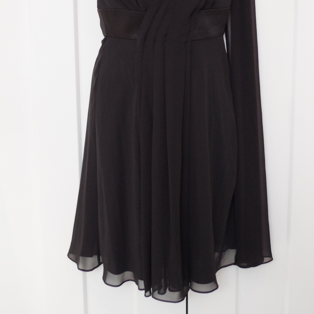 White House/Black Market 1 Shoulder Black Chiffon Cocktail Dress NEW- Sz. 2 - Picture 4 of 5
